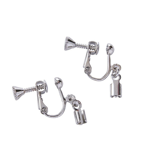 ひも留め付きイヤリング ＃19　シルバー 開きタイプ2mmW1．7×H1．8cm 資材 アクセサリー関連資材 金具 ..