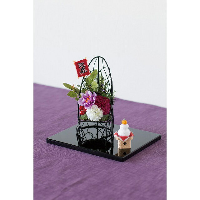 ワイヤー竹ハス切りM B 花器 ベース ワイヤー [TDLKA615118-00B]|装飾 飾り付け 店舗装飾 インテリア ディスプレイ フラワースタンド アイアンスタンド W7．5×D7×H15cm ブラック 黒 お正月 正月