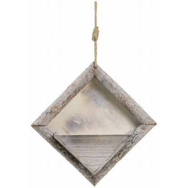 41×10×41×60H 木製スクエア壁掛けL 花器 ベース ナチュラル素材 バスケット かご [TDLKA652001]|造花 ..