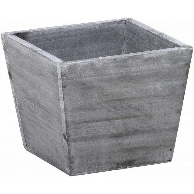 L付木製アンティーク角ダ鉢3．5号用グレー 灰色 花器 ベース ナチュラル素材 バスケット かご [TDLKA73..