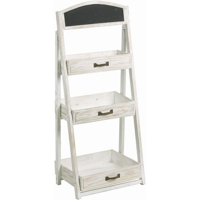 木製3段ラック 花器 ベース ナチュラル素材 バスケット かご [TDLKA739001]