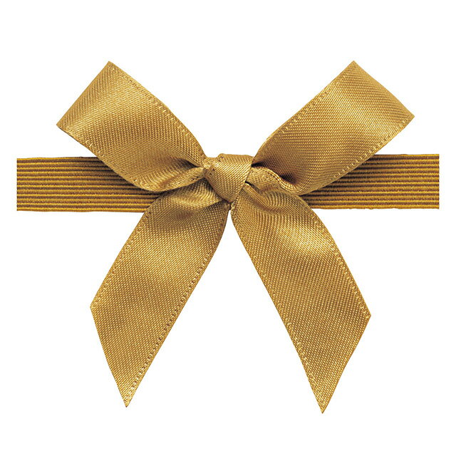 クイック・ゴムリボン 約6cm×約6cm（25コ入り） 144 ライトゴールド リボン ラッピング 包装資材 パッケージ [TDLRT092831-144]|装飾 ギフト プレゼント 贈り物 ゴム