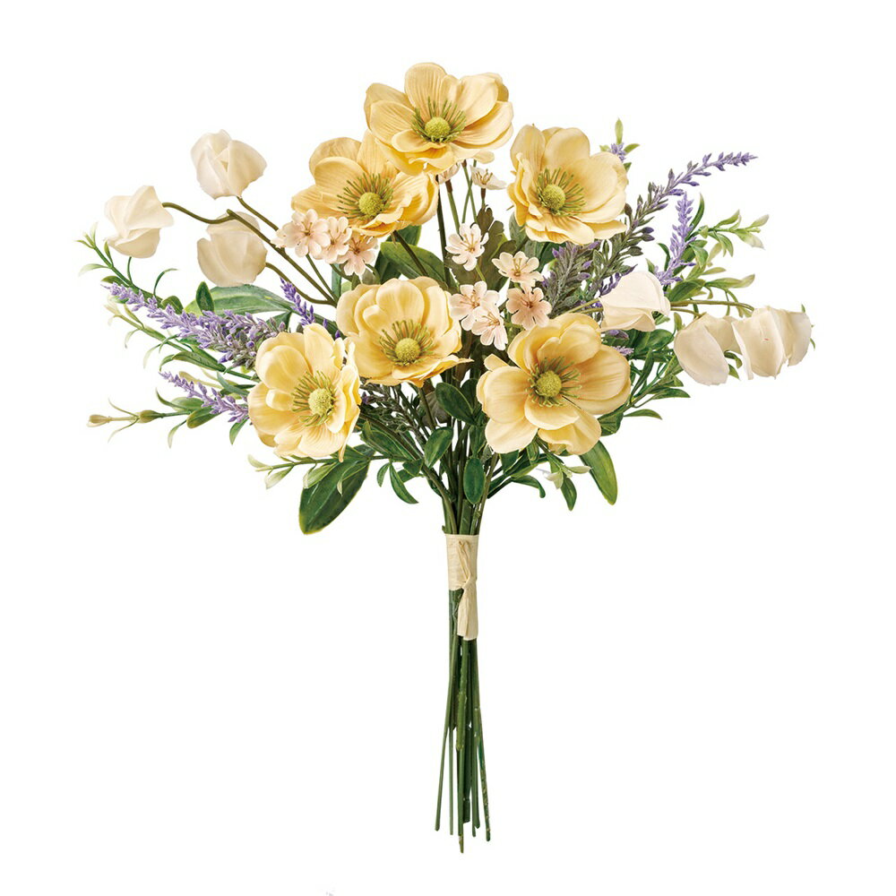 アネモネラベンダーブーケイエローアーティフィシャルフラワー造花デージーフランネルフラワー[TDLFM00..