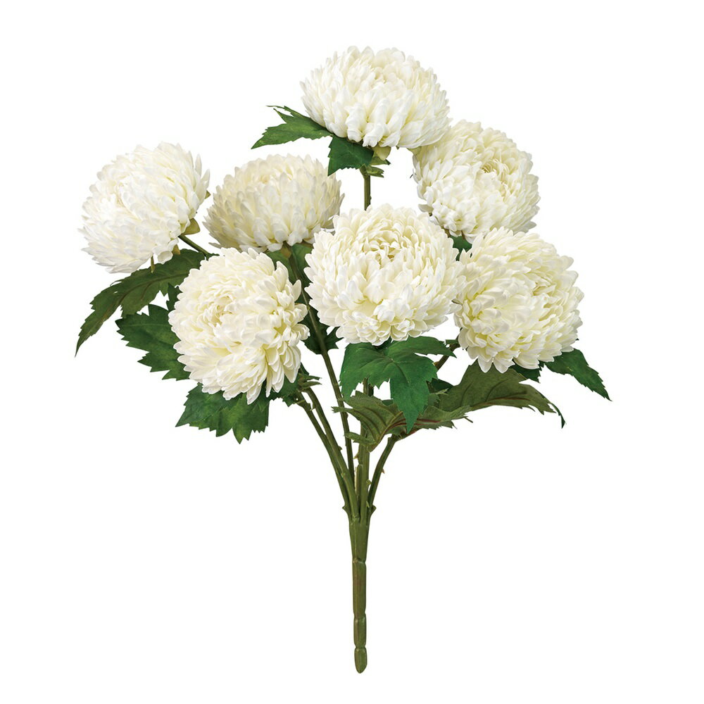 White - パステルマムブッシュ クリームホワイト アーティフィシャルフラワー 造花 マム 菊[TDLFM001300-001] フラワーギフト ハンドメイド資材 ガーデニング用品 ディ スプレイ ナチュラルアレンジ インテリアフラワー