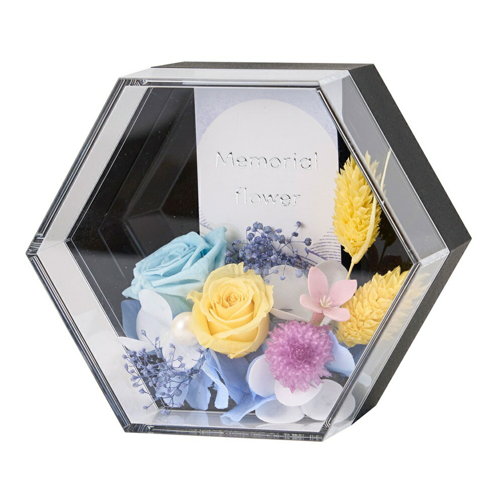 六角箱（ろっかくばこ）アレンジメントプリザーブドフラワーフューネラルアレンジ供花[TDLZY005016] ア..