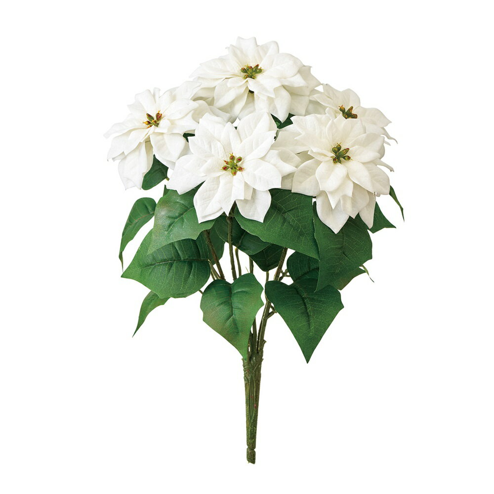 メリーポインセチアブッシュ5輪ホワイトアーティフィシャルフラワー造花ポインセチアクリスマス[TDLFX001490-001] フラワーギフト ハンドメイド資材 ガーデニング用品 ディ スプレイ ナチュラルアレンジ インテリアフラワー