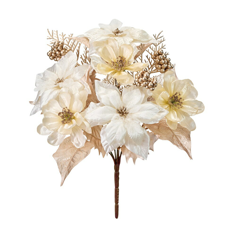 サラポインセチアブッシュホワイトアーティフィシャルフラワー造花ポインセチアクリスマス[TDLFX004680..