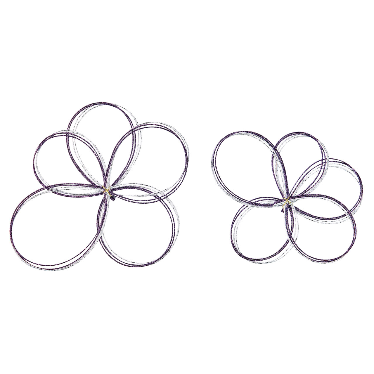 変形水引花飾り白／紫2コ入お正月水引飾り髪飾りデコレーションパーツクラフトデコレーション素材[TDLM..