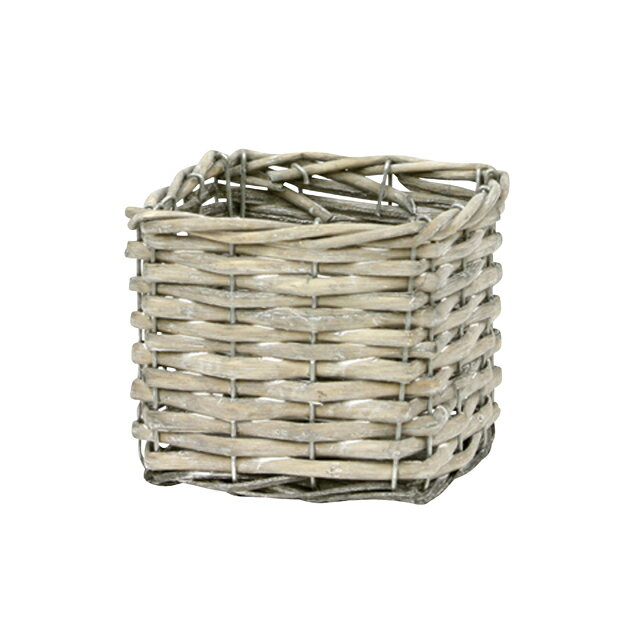シャビーウイロースクエアD3花器ベースバスケットナチュラル素材[TDLKN011342]【バスケット・ガーデニ..
