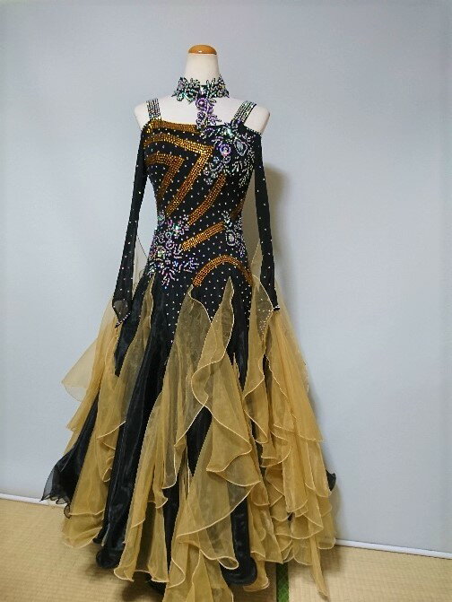 社交ダンス・カラオケ・セミオーダドレス・デモ・競技・Y3668　黒