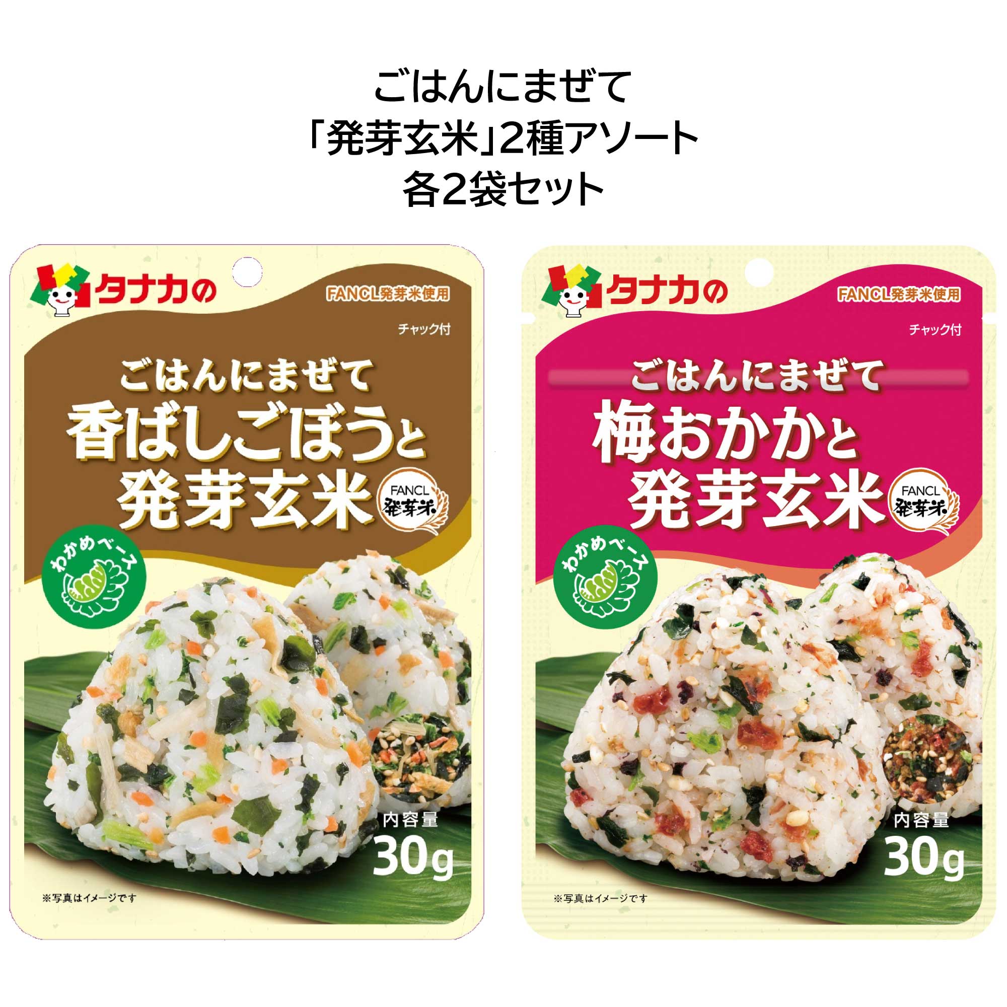 田中食品　ごはんにまぜて「発芽玄米」2種アソート 各2袋入　全国送料無料　当日配送14時迄