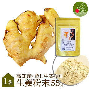 生姜粉末 国産 55g 高知県産 送料無料 生姜パウダー 無添加 無着色 ジッパー付袋 冷え 寒さ対策 乾燥ショウガ粉末 生姜、乾燥生姜パウダー 乾燥しょうが粉末　ジンジャーパウダー しょうがパウダー ポイント消化