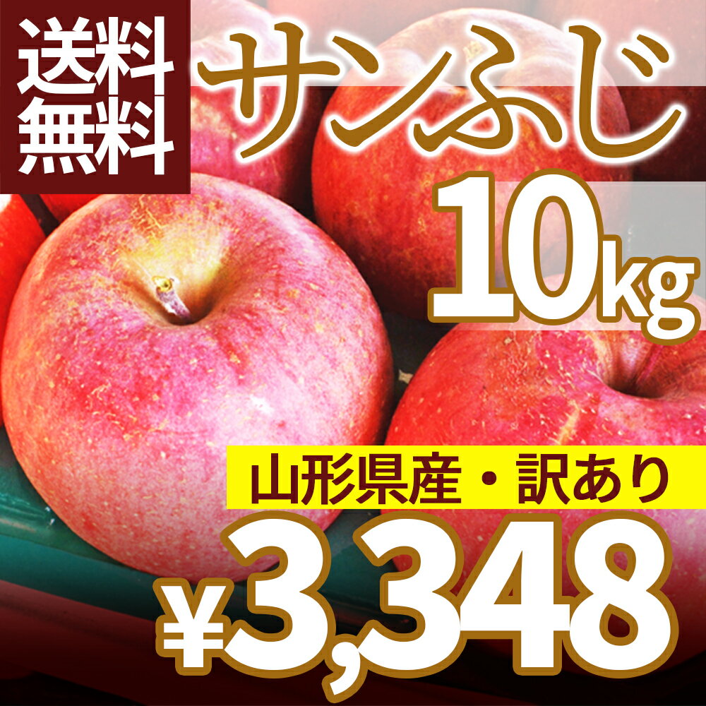 りんご 訳あり 10kg 送料無料 サンふじ 山形県産 産地直送りんご お徳用 ジャムにもOKなりんご りんごジュースにもOK！ 家庭用りんご 日時指定不可 送料無料(四国 九州 沖縄を除く) 健康 冬 寒さ対策 食べ物 果物 お年賀 パーティー