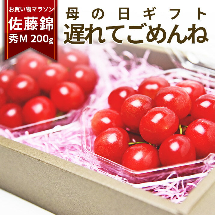 ＼あす楽・最短発送受付中 母の日 プレゼント／ さくらんぼ 佐藤錦 200g (100g×2) 山形県産 産地直送 化粧箱入 プレゼント ギフトカード 産地直送 手詰め オリジナルダイヤパック バラ詰め（Mサイズ) 送料無料 果物 加温