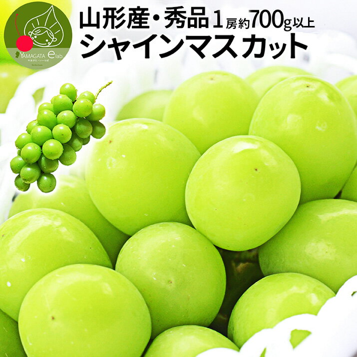 【2023年9月下旬発送・先行予約】シャインマスカット 秀品 1房　(約700g以上） 山形県産 秀品 大粒 果物 化粧箱入 産地直送 山形県産 ぶどう お年賀 ギフト 大粒 同梱不可 熨斗OK 送料無料 誕生日