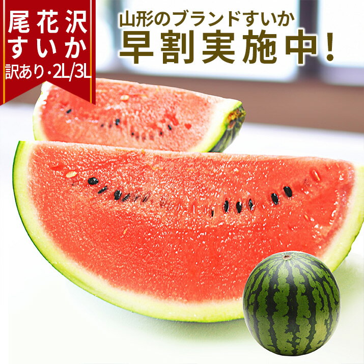 【2023年7月下旬発送 先行早割】 山形県産 すいか 訳あり 2L 3L 1玉 尾花沢スイカ（約6.8〜8kg） スイカ 産地直送 キャンプに 海水浴に スイカ割りに ブランド 同梱不可 日時指定不可 西瓜 健康 夏 暑さ対策 食べ物 果物 送料無料