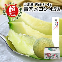 【2024年7月中旬発送・先行早割】 山形県産 青肉メロン 秀品 4.5kg以上 (3～5玉入り)3L・4L玉 大玉 ギフト 贈答用 アンデス 産地直送 庄内 砂丘 甘い 美味しい 旨い 誕生日 パーティー プレゼント 送料無料 お中元 のし 果物 フルーツ 通販 お取り寄せ 大容量