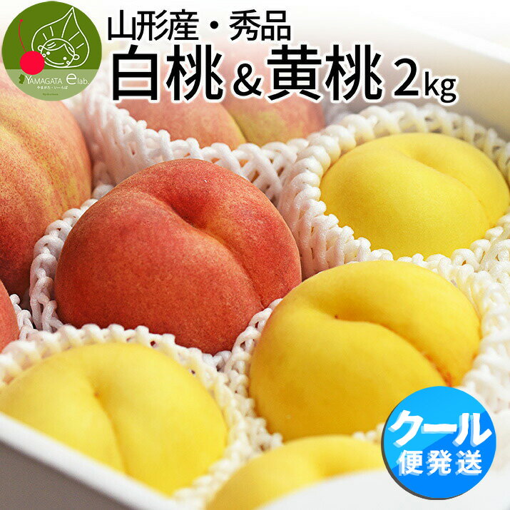 【8月下旬発送・先行早割】 山形県産 白桃 & 黄桃 秀品 約2kg 5-9玉 詰め合わせ産地直送 あかつき お供え 川中島白桃 贈答用 贈り物 ギフト 硬い桃 美晴 黄桃 クール便 同梱不可 日時指定不可 送料無料 果物 フルーツ 残暑見舞い