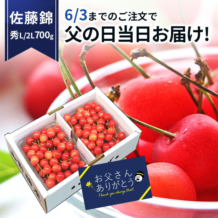 ＼父の日 早割 今なら当日お届けOK!／ さくらんぼ 佐藤錦 秀品 2L/L 700g(350g×2) 山形県産 産地直送 化粧箱入 プレ…