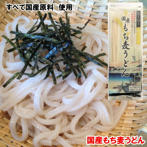 もち麦 麺 うどん 国産 24袋 お得12袋× 2ケースセット 小麦粉は 「 きぬあかり 」 もち麦粉 は 「 ワキシーファイバー 」 を使用、すべて 愛知県産 原料です。 もちもち の 食感 と 包丁切 の のど越し の良い もち麦麺 です 賞味期限：2025.7.30 2