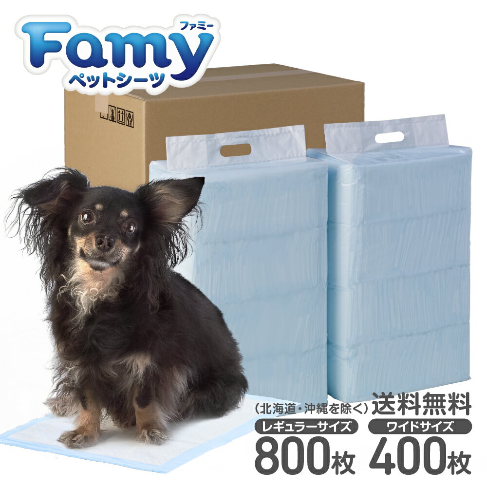 ペットシーツ Famy ファミー 薄型 1回使い切りタイプ 選べる2種類 レギュラー800枚/ワイド400枚 送料無料 最安値に挑戦（ペットシート/トイレシート/おしっこシート）