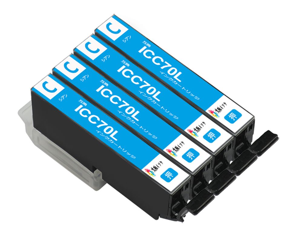 エプソン インクカートリッジ 70L 互換 IC6CL70L C ICC70Lシアン 4本セット さくらんぼ 対応機種: EP-706A EP-806AW EP-306 EP-976A3 EP-906F EP-905A EP-805AW EP-805A EP-806AB EP-905F EP-805AR EP-775A EP-806AR EP-775AW EP-806A EP-776A IC6CL70L増量版 残量表示