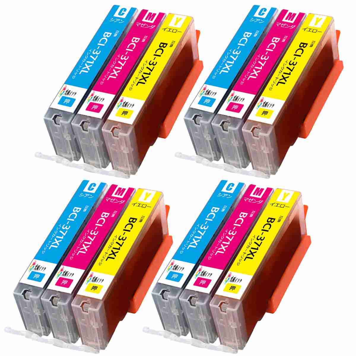 Canon用 キヤノン互換インクカートリッジ371 XL + 370xl BCI-371XLCシアン*4 ／ BCI-371XLMマゼンダ*4 ／BCI-371XLYイエロー*4 対応機種: PIXUS MG5730 MG6930 MG7730F MG7730 TS5030 TS5030S TS6030 TS8030 TS9030のサムネイル