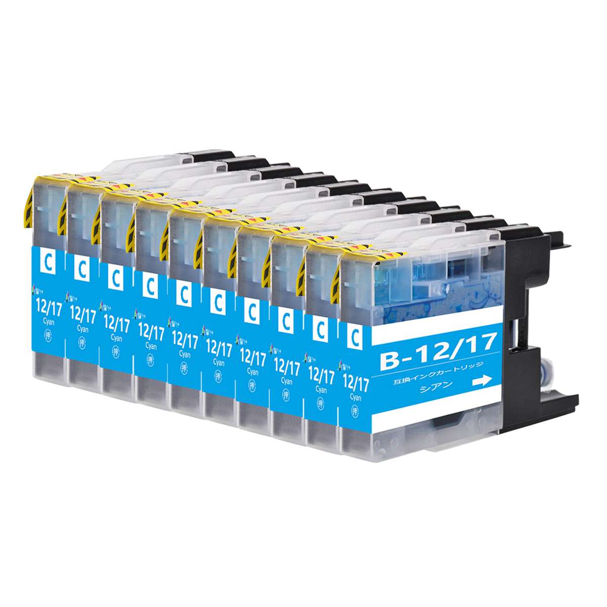 ブラザーbrother用互換インクカートリッジLC12Cシアン10本 純正と併用可能汎用インク対応機種 :MFC-J6710 MFC-J5910 MFC-J6510 MFC-J960 MFC-J955 MFC-J860 MFC-J825 MFC-J810 MFC-J710 MFC-J705 DCP-J940 DCP-J925 DCP-J840 DCP-J740 DCP-J725 DCP-J540 DCP-J525