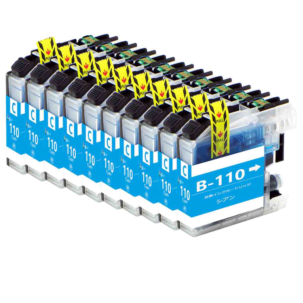 LC110 ブラザーbrother用互換インクカートリッジLC110Cシアン10本 対応プリンター:DCP-J152N / DCP-J137N / DCP-J134N インクタンク 汎用インク大容量 最新ICチップ付残量表示 個別包装でインク漏れ防止