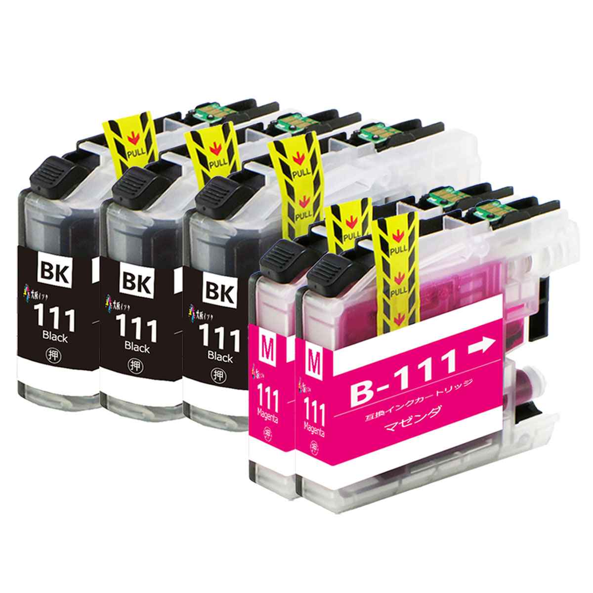 LC111 ブラザーbrother用互換インクカートリッジLC111BKブラック3本 LC111Mマゼンタ2本 合計5本 対応プリンター：J957N J757N J557N J877N J987DN J897DN J827DN J727D J952N J752N J552N J980DN J890DN J820DN J720D 大容量インクタンク汎用インク 最新ICチップ付 残量表示