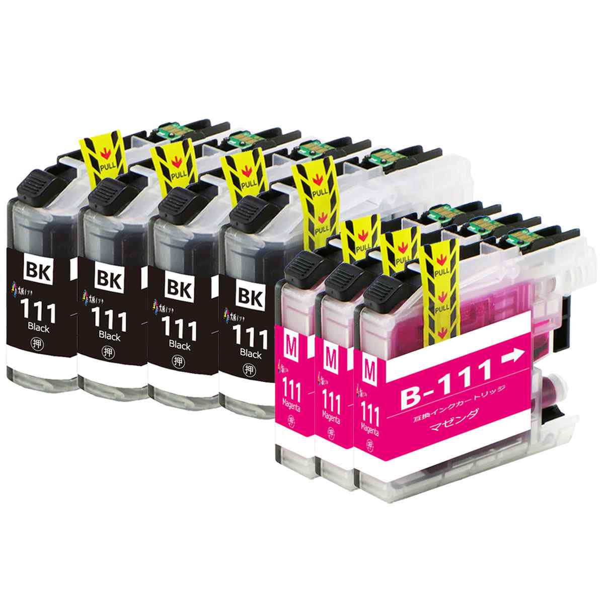 LC111 ブラザーbrother用互換インクカートリッジLC111BKブラック4本 LC111Mマゼンタ3本 合計7本 対応プリンター：J957N J757N J557N J877N J987DN J897DN J827DN J727D J952N J752N J552N J980DN J890DN J820DN J720D 大容量インクタンク汎用インク 最新ICチップ付 残量表示