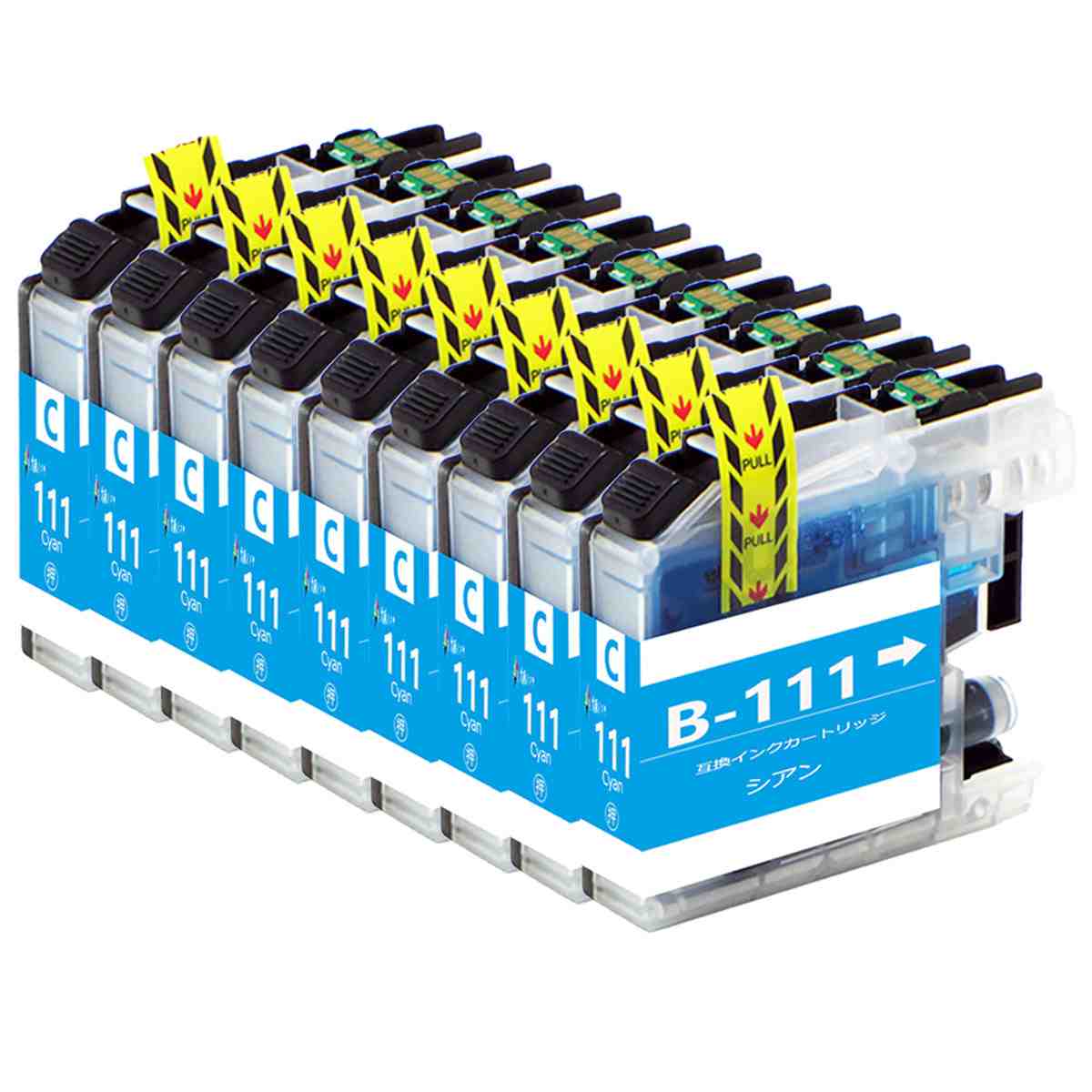 LC111 ブラザーbrother用互換インクカートリッジLC111Cシアン9本 対応プリンター:J957N J757N J557N J877N J987DN J897DN J827DN J727D J952N J752N J552N J980DN J890DN J820DN J720D 大容量インクタンク汎用インク 最新ICチップ付 残量表示
