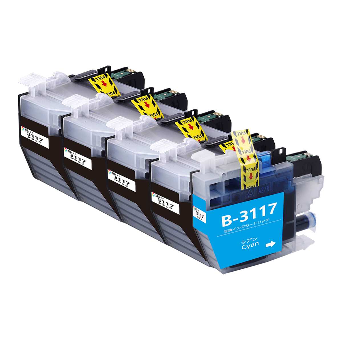 LC3117 ブラザーbrother用互換インクカートリッジLC3117BKブラック4本 LC3117Cシアン1本 合計5本 プリンターインクタンク 純正と併用可能汎用インク対応機種：MFC-J6980CDW MFC-J6580CDW MFC-J6983CDW MFC-J6583CDW MFC-J5630CDW残量検知搭載/個別包装