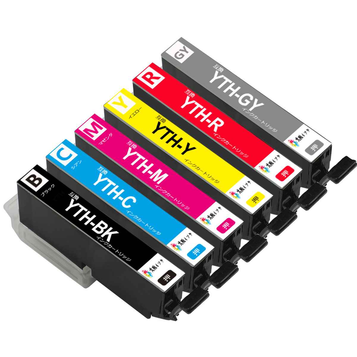 YTH-6CL互換インクカートリッジYTH (BK/C/M/Y/GY/R) 計6本セットよっと ヨット EPエプソンYTH インク ..