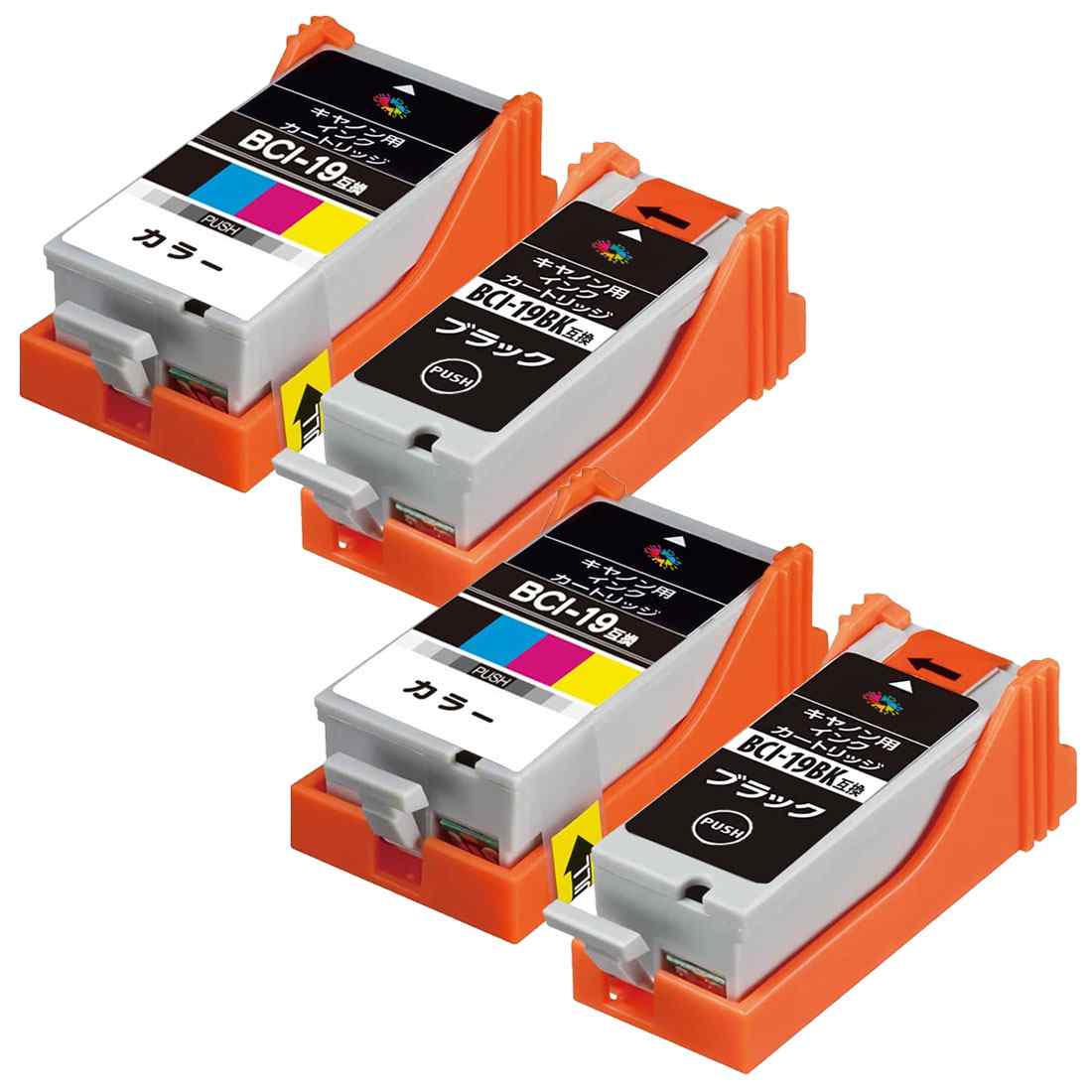 ΥCanon BCI-19BK֥åx2+BCI-19CLR顼x2 4ܥå ߴ󥯥ȥåб PIXUS TR153 / iP100 / iP110 / mini360 / mini260 ǿICå ɽεǽդ