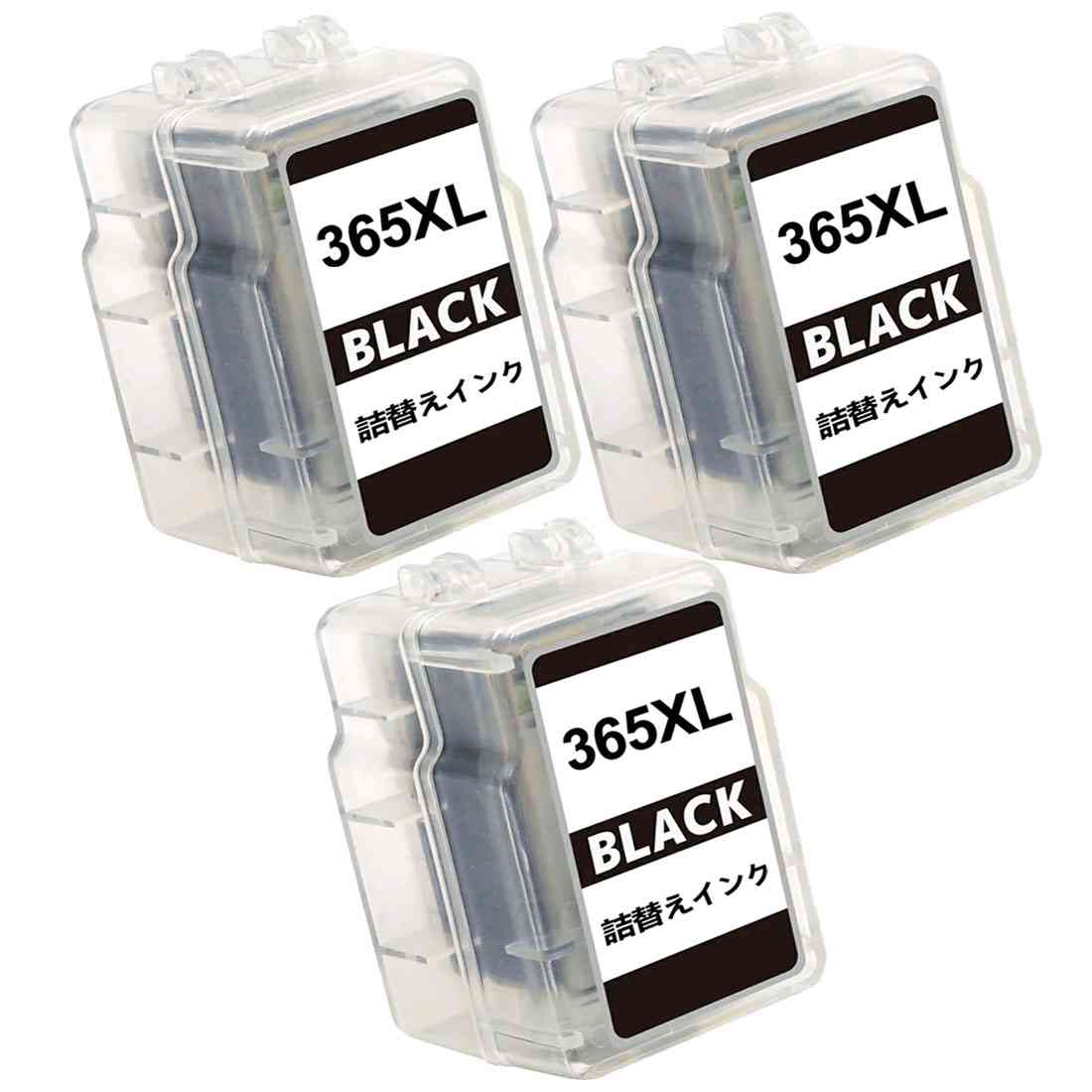 BC-365XL (BKブラック)3本セット キヤノン 用詰め替え互換インクカートリッジ365 インク BC-365XL 大容量 補充用 対応機種: PIXUS TS3530 本商品単独では動作しません。使用済みの純正インクカートリッジをご用意ください