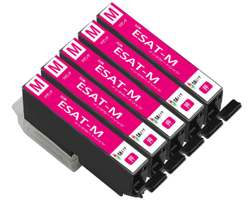 SAT互換インクカートリッジSAT-Mマゼンタ5本セットサツマイモ【さつまいも】 SATインク増量タイプ 適合機種: EP-712A EP-713A EP-714A EP-812A EP-813A EP-814A ICチップ対応高品質の互換インク: 全ての互換インクカートリッジには純正インクと同様に残量表示機能付