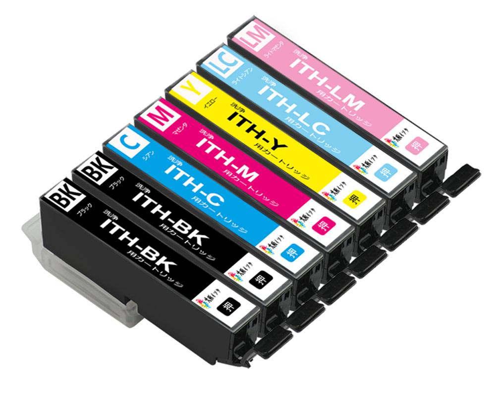 ITH-6CL (BKx2/C/M/Y/LC/LM)-7本セット洗浄インクカートリッジに入れ替えてヘッドクリーニングを行うだけ プリンターの目詰まり/かすれ解消 ITH洗浄液Ep最新型ICチップ付き残量検知対応対応 EP-709A / EP-710A / EP-810AW / EP-810AB / EP-711A / EP-811AW / EP-811AB