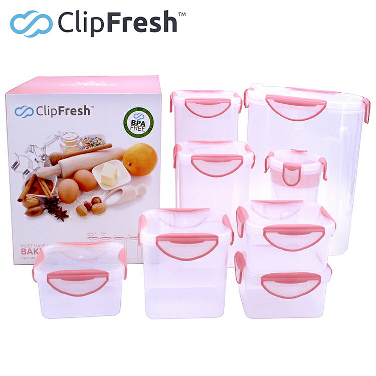 【在庫限り】保存容器 8個 セット クリップ フレッシュ Clip Fresh 密封容器 8pcsセット 収納ボックス 密閉性 持ち運び 便利 離乳食 ご飯 ドレッシング サプリメント 薬 携帯 小物収納 小麦粉 パスタ コーヒー豆 電子レンジOK 漏れにくい 食材保存