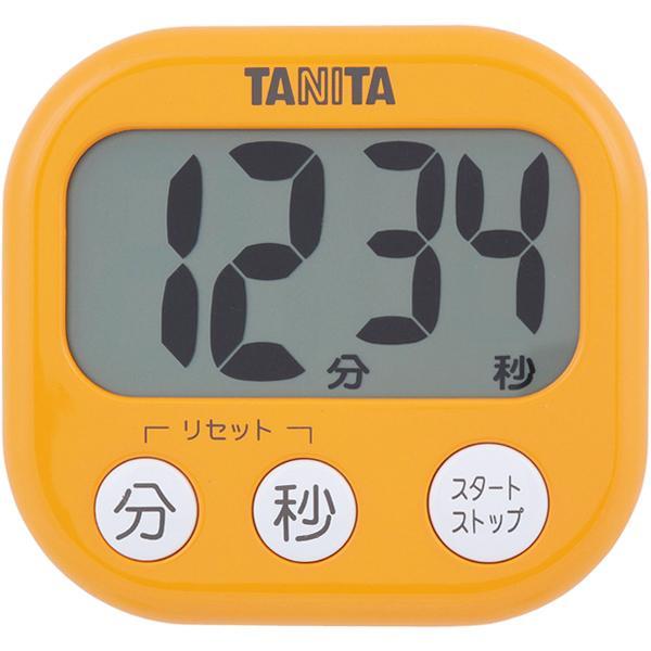 キッチンタイマー タニタ TANITA デジタル でか見えタイマー アプリコットオレンジ TD-384OR キッチンタイマー キッチン 時計 タイマー カウントダウン 見やすい表示 大きなボタン ストラップ穴 スタンド付き リピート機能 シンプル かわいい