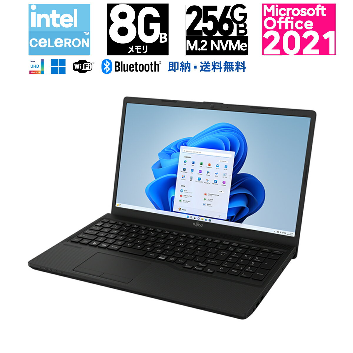 Vi xm FMV LIFEBOOKE15.6^EWindows 11ECe CeleronE8GB E256GB SSD WebJ Wi-Fi6 LAN DVD m[gp\R