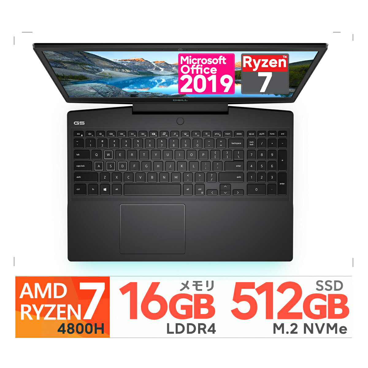 Dell G5 15 ڥ륨ǥ 15.6 /Windows10 Home /AMD Ryzen 7/ꡧ16GB /SSD512GB/AMD Radeon RX5600M 6GB GDDR6/Office2019 Ÿ