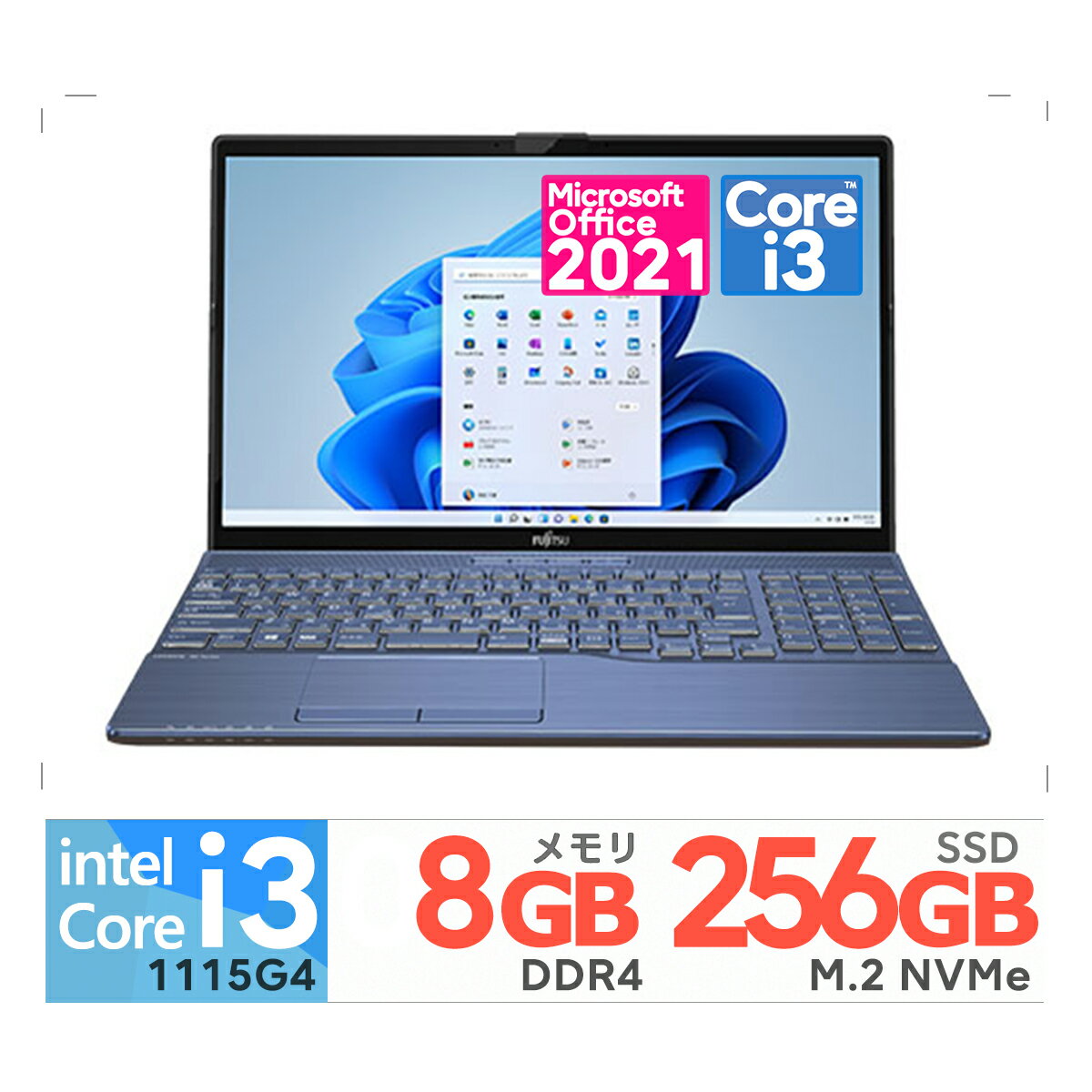  ٻ FUJITSU FMVA45G2W Ρȥѥ FMV/AH꡼ /15.6/Core i3-1115G4/ 8GB/SSD 256GB/Windows 11 Home//Office Home  Business 2021/ץߥۥ磻] Wi-Fi 6E L...