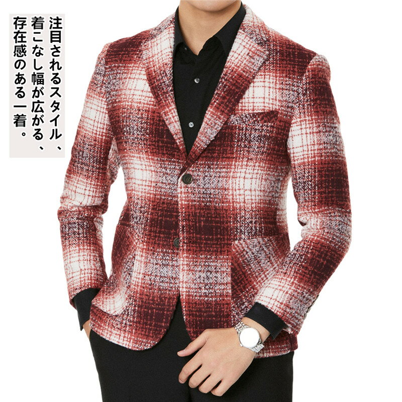 楽天市場 あす楽 ジャケット テーラードジャケット メンズ 秋 冬 大きいサイズ 春 ブレザー メンズ チェック柄 スーツ ジャケット アウター スリム スタイリッシュ ビジネススーツ お洒落 おしゃれ カジュアル 細身 演出 送料無料 きれいめ テレワーク Ryoukou楽天