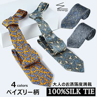 ネクタイ おしゃれ シルク100% ペイズリー 柄 ビジネス 専用箱付き かっこいい 結婚式 披露宴 成人式 パーティー 父の日ギフト プレゼント 入学式 卒業式 就活 就職祝 誕生日 ファッション 20代 30代 40代 50代 60代 送料無料