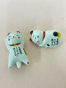 龍馬【可愛い猫の箸置き2個セット】幸せ しあわせこいこい 幸福 招き猫 陶器 陶磁器