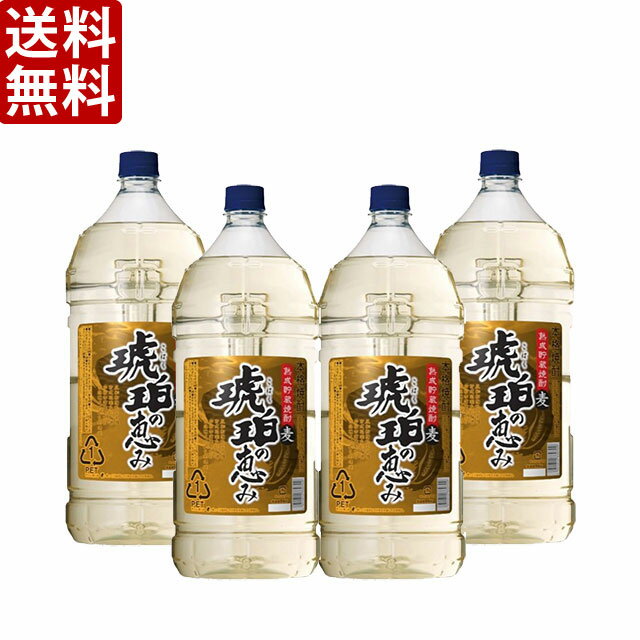 【送料無料】琥珀の恵み　麦焼酎　25度　4000ml(4L)ペット　1ケース(4本)