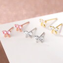 ピアス リボン シルバー レディース ゴールド ピンク Silver925 925 スタッドピアス シンプル かわいい 20代 30代 40代 50代 ストーン キュービックジルコニア アレルギー対応