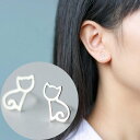 ピアス 猫 小さい シンプル 軟骨 金属アレルギー シルバー 小さめ ミニ シルバー925 アレルギー対応 20G 仕事用 小さいピアス シンプルピアス セカン...