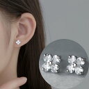 ピアス クローバー 四葉 花 シンプル 軟骨 金属アレルギー シルバー 小さめ ミニ シルバー925 アレルギー対応 20G 仕事用 小さいピアス シンプルピア...